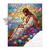 Easter Paint by Numbers Kit for Adults, Bunny Paint by Number, Stained Glass Acrylic Painting, Easter Egg Number Painting Set, Jesus Wall Art, Christian Poster Home Wall Decor(16x20inch) zouewit
