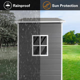 6x4 FT Outdoor Storage Shed with Floor, Plastic Garden Tool Shed with Windows, Vents & Lockable Door, Easy to Assemble Resin Bike Shed for Patio, Backyard, Lawn, Grey LINKHOO