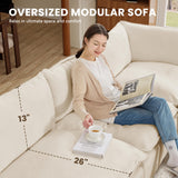 Tbfit Oversized Modular Sectional Sofa, Chenille Cloud Couch Deep Seat, 6-Seater Modular Sofa Couch for Living Room, Beige Tbfit