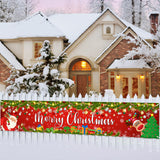 Lecheme Merry Christmas Banner 8x1.6 ft Yard Fence Backdrop Outdoor Red Santa Christmas Party Decorations Lecheme