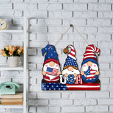 Jetec 4th of July Independence Day Decorations American Patriotic Rustic Wooden Plaque with Rope, Wood American Flag for Front Door Porch Wall Window(Gnome Style) Jetec