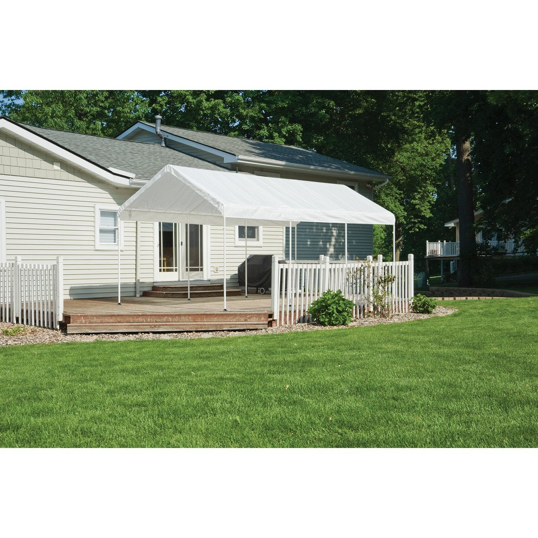 ShelterLogic 10' x 20' MaxAP Canopy Series Compact Outdoor Easy to Assemble Steel Metal Frame Canopy with 50+ UPF Sun Protection and Waterproof Cover, white (23522) ShelterLogic