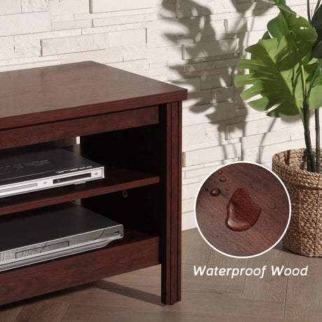 WAMPAT Farmhouse TV Stand for 75 inch TV, Wood Entertainment Center for 80 inch TV Console Table with 6 Storage Cubby for Living Room & Bedroom, 70 inch, Brown WAMPAT