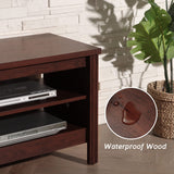 FITUEYES 70 Inch TV Stand for 75+ inch TV, Wood Entertainment Center with 6 Storage Shelf, Classic TV Console Table Media Table for Living Room & Bedroom, Brown FITUEYES