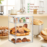 Pastry Display Case,Bread Box for Kitchen Countertop,4 Layers Adjustable Clear Bread Storage with Magnetic Door Bakery Pastry Display15.5x11.4x9.8inch，1 Pack SANKEU