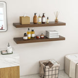 RICHFOCUS 36Inch Floating Shelves for Wall 2 Pack Shelves for Bedroom|Kitchen|Bathroom Wall Mounted Rustic Wood Floating Shelf with Invisible Brackets for Books|Storage|Decor, Walnut RICHFOCUS