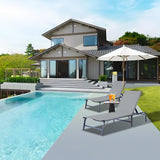 HOMELYM Outdoor Chaise Lounge Chair, Foldable & Assemble-Free, 6 Adjustable Positions, Durable Rust-Resistant Frame, Portable Outdoor Pool Lounge Chairs for Pool Patio Beach, Grey HOMELYM