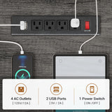 SEDETA Corner Computer Desk, Reversible U Shaped Office Desk with 3 Fabric Drawers and Power Outlet, Corner Gaming Desk with LED Lights, Storage Shelves, Grey SEDETA
