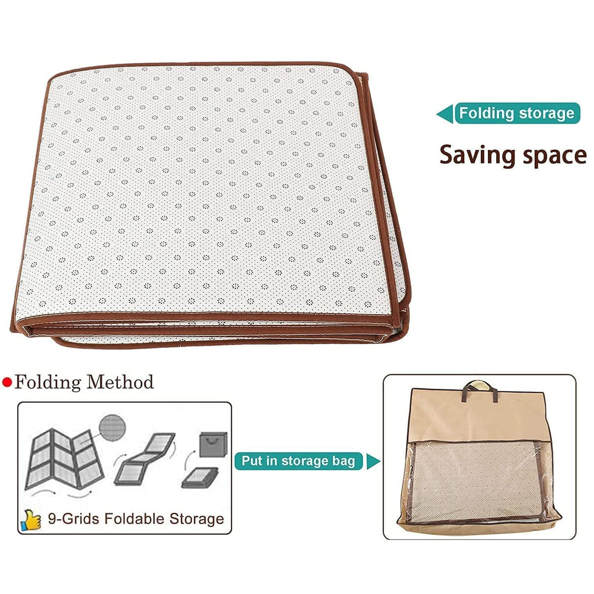 MYOYAY Large Japanese Tatami Mat 71x 71in Summer Breathable Sleeping Mat Foldable Rattan Floor Mat Non-Slip Memory Foam Stitching Carpet Crawling Mats Living Room Bedroom Playroom Yoga (Brown) MYOYAY