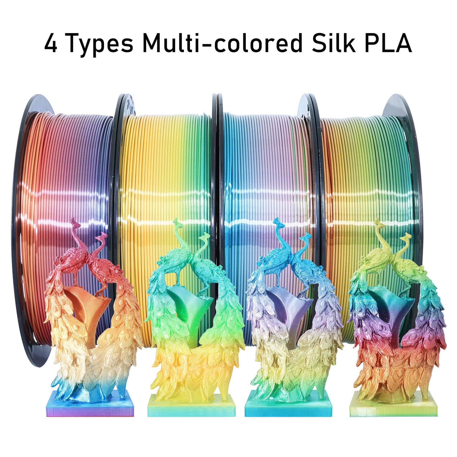 1.75mm 1Kg Silk Shiny PLA Most Basic Popular Multicolored Fast Color Change Rainbow 3D Printing Filament, Color Change Gradually Random Quickly, 2.2lbs 3D Printing Material by MIKA3D - WoodArtSupply