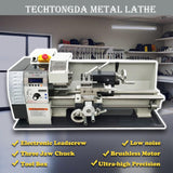TECHTONGDA Metal Lathe 8X16” Precision Electronic Leadscrew Gearless Bench Lathe Automatic Switch Thread between Metric and Inch 1100W Brushless Motor DIY Mini Lathe TECHTONGDA