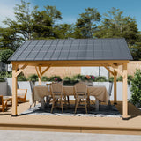 Yardsight Wood Gazebo 11' x 13', Hardtop Wooden Cedar Gazebo with Galvanized Steel Roof, Permanent Outdoor Pavilion for Garden, Patio, Deck, Backyard, Lawn. Yardsight