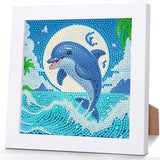 WEMEON Dolphin Diamond Art Painting Kits for Kids with Frame,Animal Diamond Art for Children Ages 4-8-12, with Beautiful Package for Gift Home Wall Decor(7x7inch) WEMEON