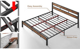 LIKIMIO King Bed Frame and Headboard, Easy Assembly, Noise-Free, No Box Spring Needed, Heavy Strong Metal Support Frames, Vintage Brown LIKIMIO