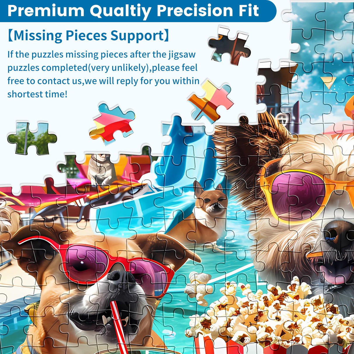 300 Piece Jigsaw Puzzle for Adults, Fun at The Amusement Park Dog Puzzles, Funny Puppy Jigsaw Puzzles, Animal Pet Lover Challenging Puzzles for Friends Family Activity Game Nights Gifts VOLUVOLU