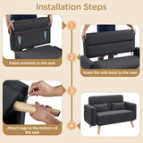 Yaheetech 46" Small Modern Fabric Sofa Loveseat Mid Century 2 Seater Sofa Couch with Lumbar Pillows, Solid Wood Legs for Small Space, Dorm, Office, Bedroom, Dark Gray Yaheetech