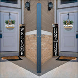 Outdoor Welcome Sign for Front Porch Standing Large 2 Sided 45"X9" Wooden Frame Tall Vertical Leaner Long Home Sweet Home Front Door Sign for Rustic Outside Farmhouse Modern Decor (Wood Black) Surfapans