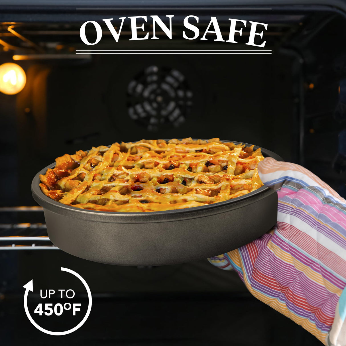 9 Inch Round Cake Pan, Nonstick Bakeware Set, Baking Pan with Diamond Texture Pattern, Set of 2 Tiawudi