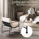 Accent Chair Living Room Chairs Accent Chairs Set of 2 Comfy Reading Chair for Bedroom Upholstered Lounge Chair Mid Century Modern Arm Chair Side Sofa Chair Armchair Waiting Room Chairs(Cream, 2) YEEFY