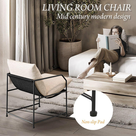 Accent Chair Living Room Chairs Accent Chairs Set of 2 Comfy Reading Chair for Bedroom Upholstered Lounge Chair Mid Century Modern Arm Chair Side Sofa Chair Armchair Waiting Room Chairs(Cream, 2) YEEFY