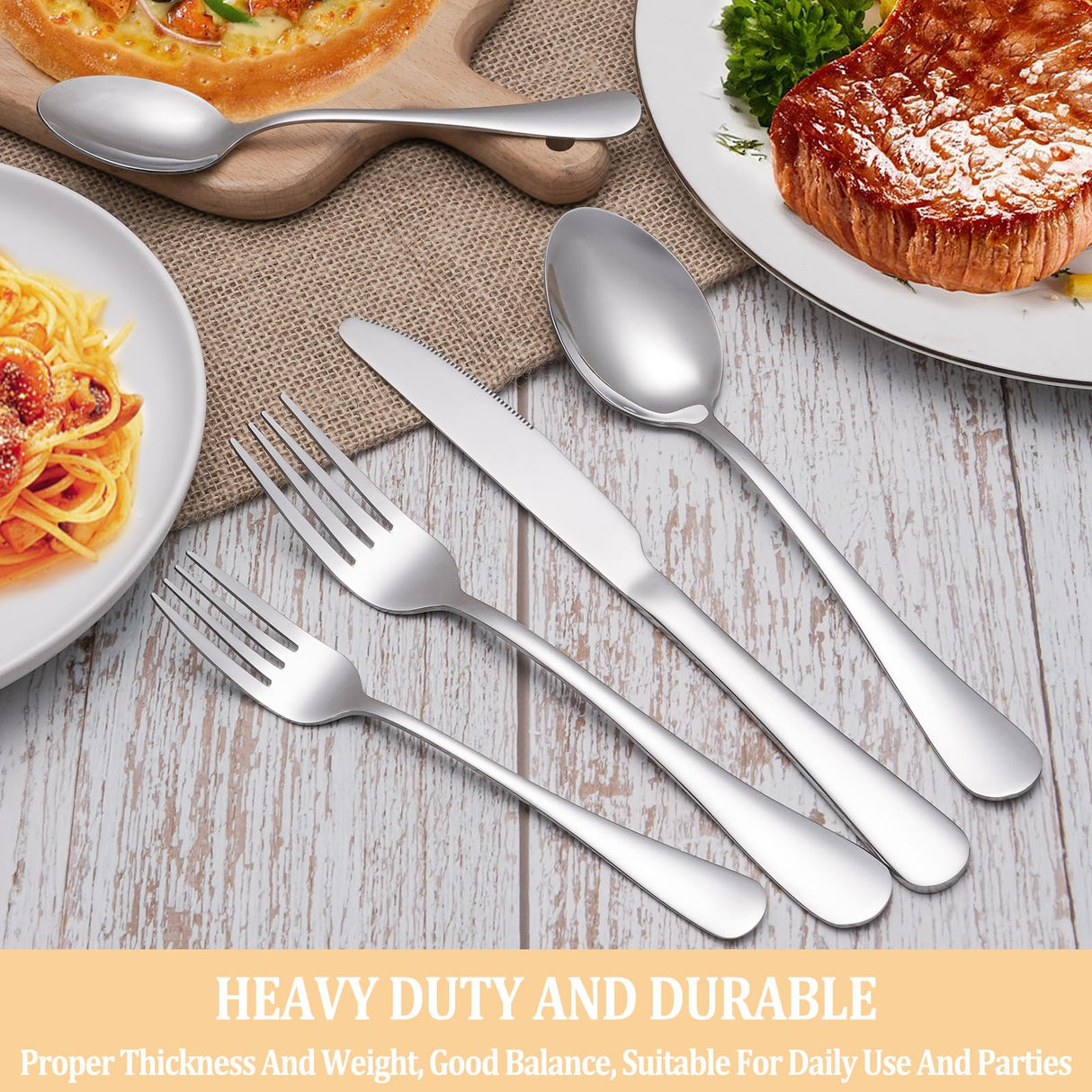 20 Piece Silverware Set Service for 4,Premium Stainless Steel Flatware Set,Mirror Polished Cutlery Utensil Set,Durable Home Kitchen Eating Tableware Set,Include Fork Knife Spoon Set,Dishwasher Safe MUTNITT