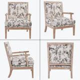 chairus Farmhouse Linen Accent Chair for Living Room, Upholstered Reading Chair with Solid Wood Frame Lounge Arm Chair with High Back for Bedroom, Reception Room, Waiting Room, Floral Pattern chairus
