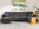YESHOMY Convertible Sectional Sofa Modular Couch with Upholstered Chair and Moveable Ottoman, L-Shaped, 6 Seats, for Living Room, Dark Grey YESHOMY