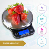 INEVIFIT Digital Kitchen Scale, Highly Accurate Multifunction Food Scale 13 lbs 6kgs Max, Clean Modern Black with Premium Stainless Steel Finish. Includes Batteries INEVIFIT