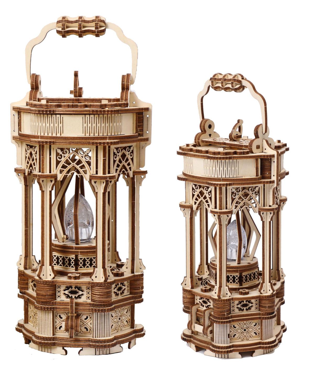 3D Puzzles for Adults - DIY Wooden Puzzle Lantern Model Kits for Adults to Build, Unique Gift Aesthetic Desk Decor with LED Light PlaTu