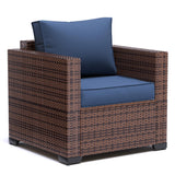 UDPATIO Patio Wicker Single Sofa, Outdoor Rattan Sectional Couch Furniture All Weather Armchair Additional Chair for Furniture Set w/Non-Slip Cushion Deep Seating High Back UDPATIO