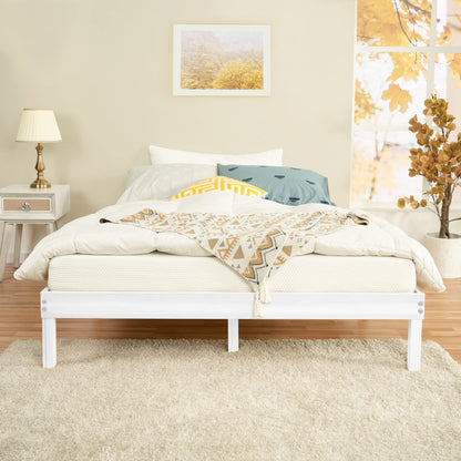 Naomi Home Linda 14 Inch Solid Wood Platform Bed Frame with Under Bed Storage – White - WoodArtSupply