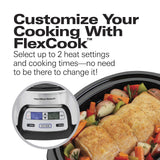 Hamilton Beach 33861 Portable Programmable Slow Cooker, Dishwasher Safe Crock, 6 Qt, FlexCook Dual Digital Timer/2 Heat Settings, Lid Lock for Easy Travel, Silver Hamilton Beach