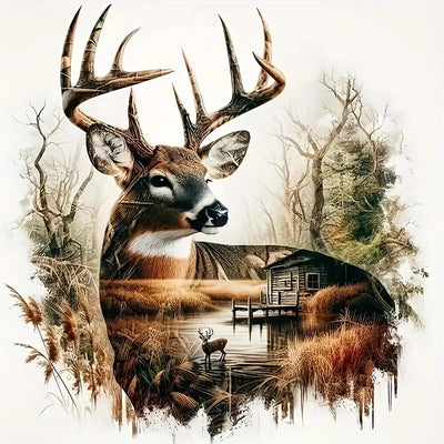 Xylogist Elk Diamond Art Kits for Adults, 5D Deer Diamond Painting for Beginners, DIY Full Drill Diamonds Gem Craft Art Home Wall Decor 14x14Inch