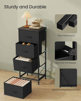 SONGMICS Dresser for Bedroom, Chest of Drawers, Steel, MDF, 4 Non-Woven Fabric Drawers, Storage Organizer Unit, Closet, Entryway, Ink Black and Ebony Black ULGS314B01S SONGMICS