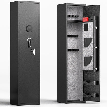 INTERGREAT 4-10 Rifle Safe Quick Access, Long Gun Safe Shotgun for Pistols and Home, Metal Gun Cabinet with Pockets for Handgun, 3 Adjustable Shelf, Firearms - WoodArtSupply