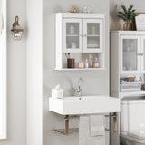 Spirich Bathroom Cabinet Wall Mounted, Medicine Cabinet Organizer with Glass Doors and Adjustable Shelves, Bathroom Wall Cabinet Over Toilet, White Spirich