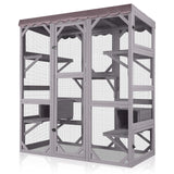 GUTINNEEN Catio Large Cat House Outdoor Walk in Outdoor Cat Enclosure Indoor Cage Kitty Condo Playpen with Door, Platform & Small House - 62.6" GUTINNEEN