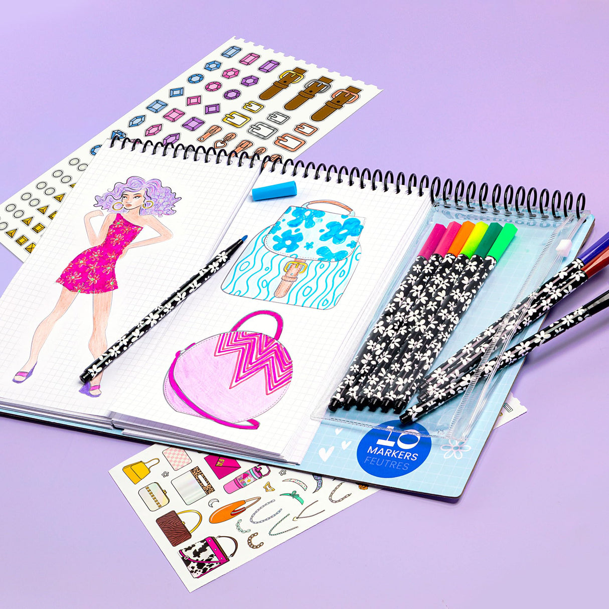 Fashion Angels Fashion & Accessory Design Sketch Set, Includes Sketch Pad with Stickers & Markers, Ultimate Fashion Design Sketch Book for Girls Fashion Angels