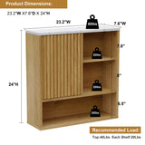 FerniTry Bathroom Cabinet Wall Mounted Fluted, Modern Medicine Cabinet Over The Toilet Storage Cabinet Faux Marble Top with Adjustable Shelf, Wood Wall Mounted Storage Cabinet Organizer(Natural Oak) FerniTry