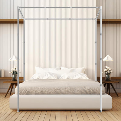 JENCEAILL Canopy Bed Frame, Queen Size Stainless Steel Thicken Metal Frame with 4 Corners Design Sturdy Bed Canopy Frame for Metal Bed Wood Bed Bedroom Decor (Queen)