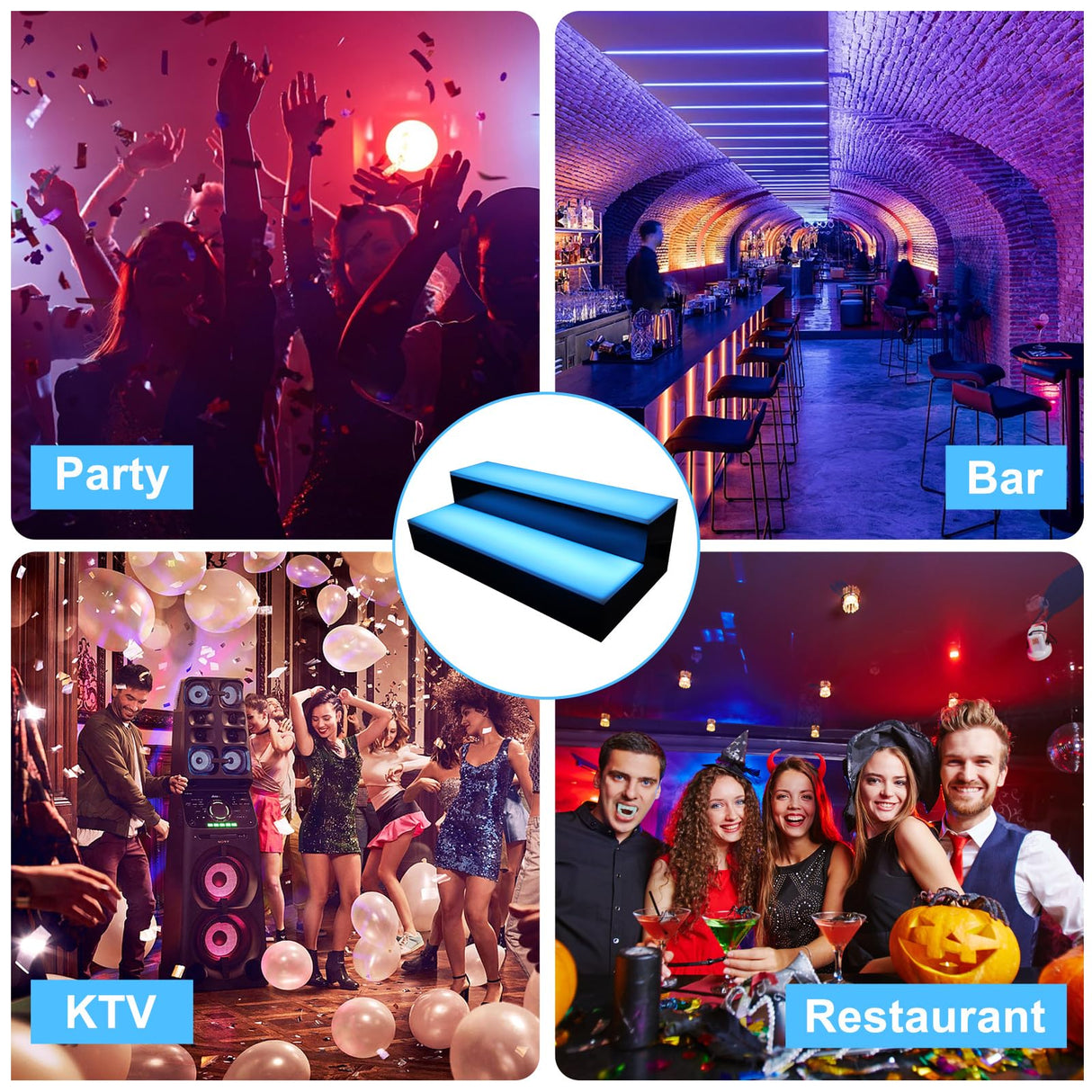 VONCI LED Lighted Liquor Bottle Display Shelf,16-Inch 2-Step Illuminated Bottle Display Shelf Bar Shelves for Liquor Bottles with Remote and App Control for Home Commercial Bar Party Accessories VONCI