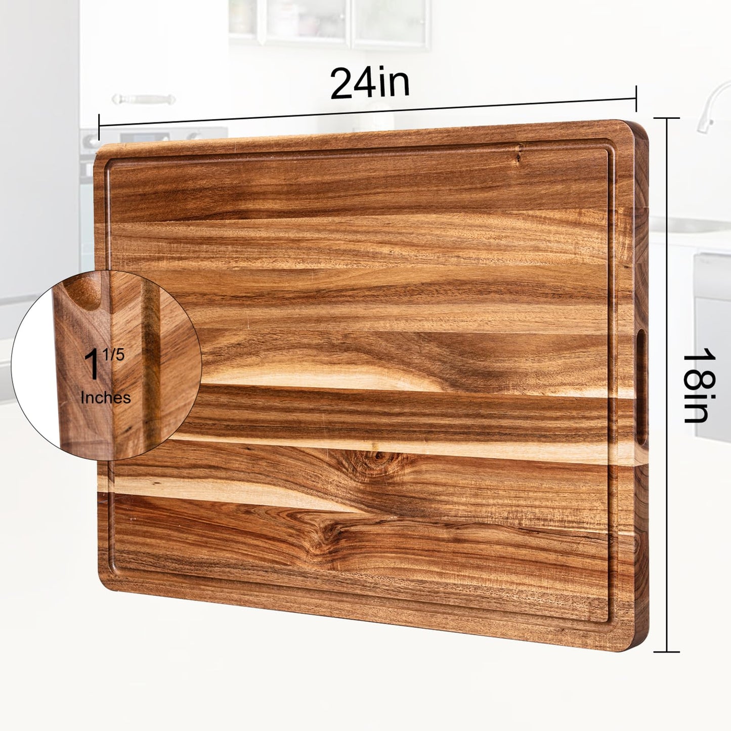 24 Inch XXL Countertop Cutting Boards, Extra Large Chopping Board for Kitchen, Butcher Block Carving Board for BBQ, Turkey, Meat, Large Charcuterie