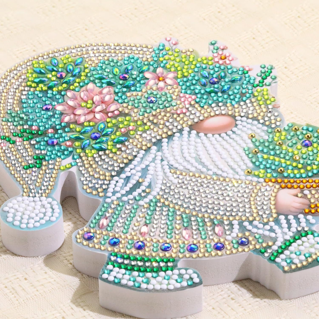 Tabletop Diamond Art Kits for Adults - Succulents Gnome Diamond Painting Figurines Ornaments, DIY Diamond Art Statues Diamond Dots Sculpture Special Shaped Paintings with Diamonds Gem Art and Crafts Yanfairy