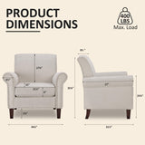PrimeZone Comfy Accent Chair, Mid-Century Modern Fabric Living Room Chair Reading Chair with Soft Cushion, Nailhead Trim & Rolled Armrest, Arm Chair Sofa Chair for Bedroom Waiting Room Office, Beige PrimeZone