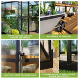 HOWE 8x12x7.5 FT Polycarbonate Greenhouse Double Swing Doors 4 Vents 5.2FT Added Wall Height, Walk-in Large Aluminum Greenhouse Sunroom Winter Greenhouse for Outdoors, Black HOWE