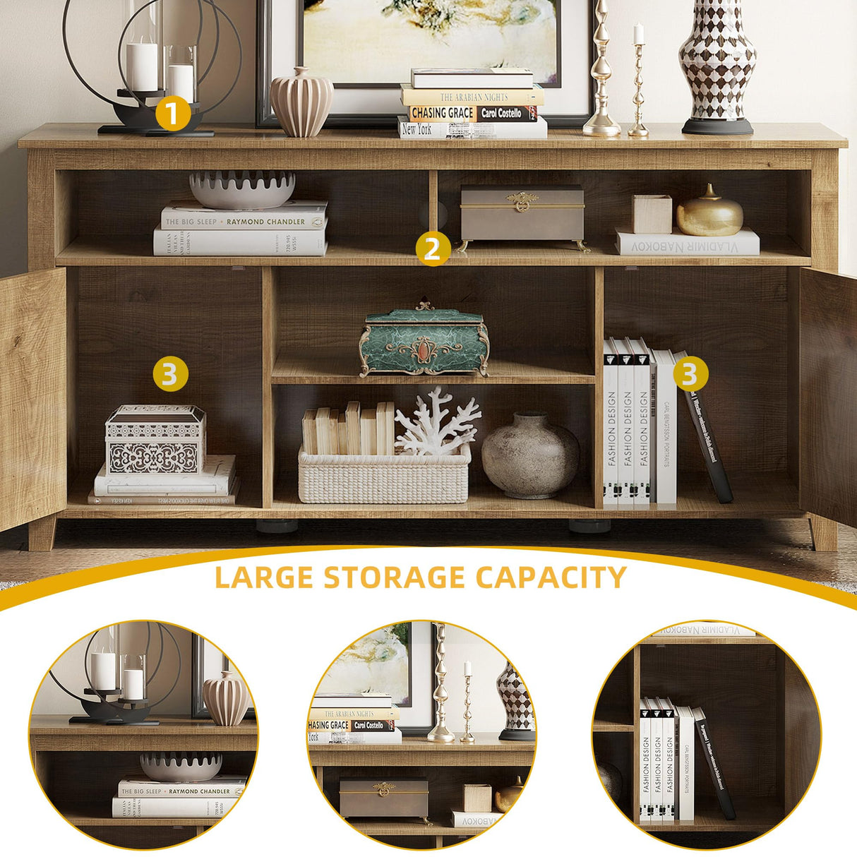 DWVO TV Stands for 65 Inch TV, Farmhouse Entertainment Center with Adjustable Shelf and Barn Door, Media Console Table TV Cabinet for Living Room, 59 Inches, Barnwood DWVO