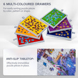 Lavievert 2000 Pieces Portable Jigsaw Puzzle Board with 6 Drawers & Trays, Tilting Puzzle Table with 2-in-1 Puzzle Stand & Cover, Lightweight Puzzle Storage Saver with Puzzle Easel- Light Gray LAVIEVERT