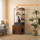 Dwanton Litter Box Enclosure with 3 Storage Shelves and 2 Drawers, 2-in-1 Hidden Cat Litter Box Enclosure Furniture with Shelf, Reversible Entrance, Washable Drawers, 61.8-Inch, Rustic Brown Dwanton