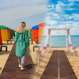 Spurgehom Wooden Garden Pathway 8FT Straight Outdoor Walkway Roll Out Cedar Garden Walkway Wood Patio Path Decor Lawn Pavers Boardwalk Beach Path for Wedding Party (Brown) Spurgehom