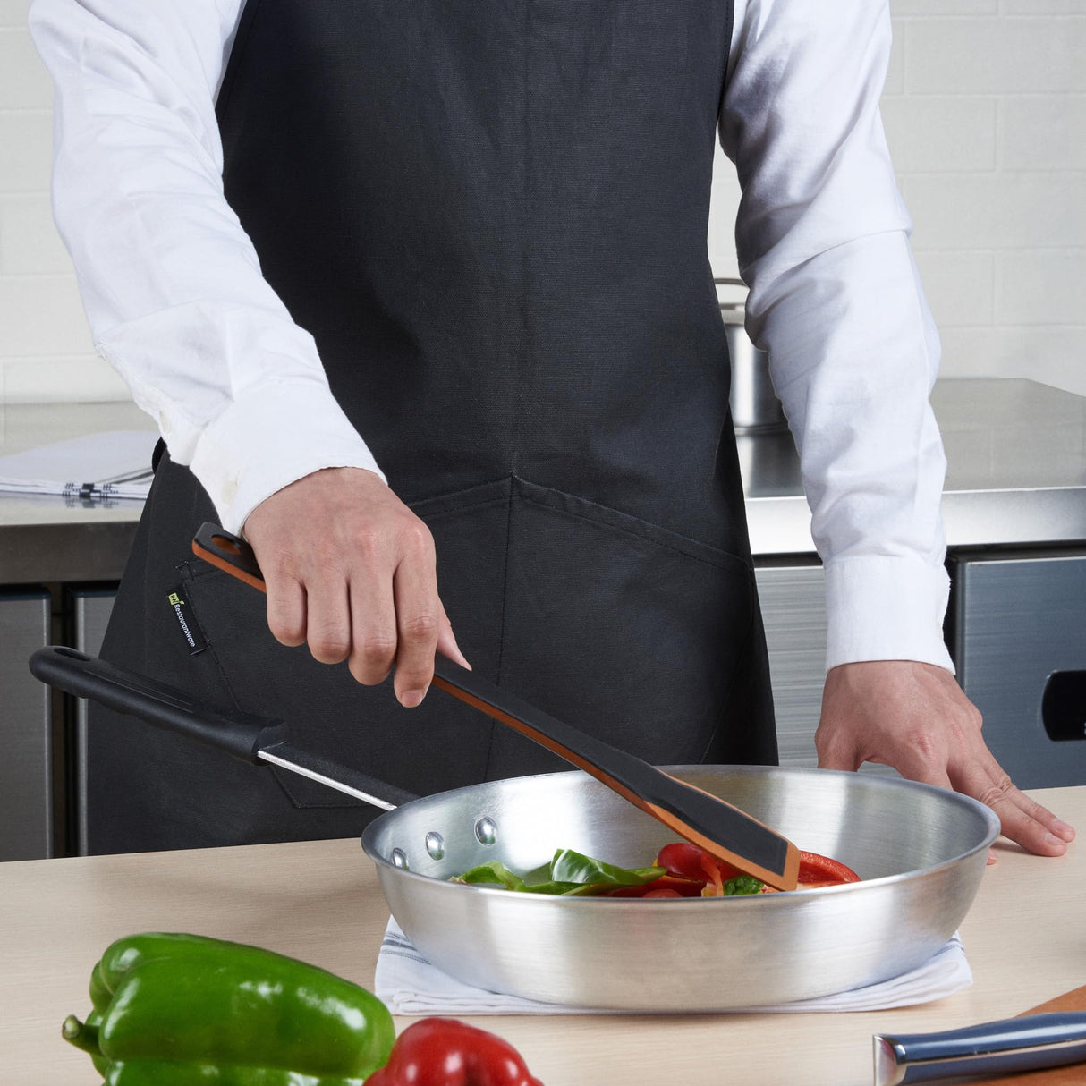 Restaurantware 32 x 26 Inch Cooking Apron 1 Flame Retardant Chef Apron - Adjustable Neck Straps For Men And Women Black Cotton Kitchen Apron Grill Bake Or Paint Durable Restaurantware